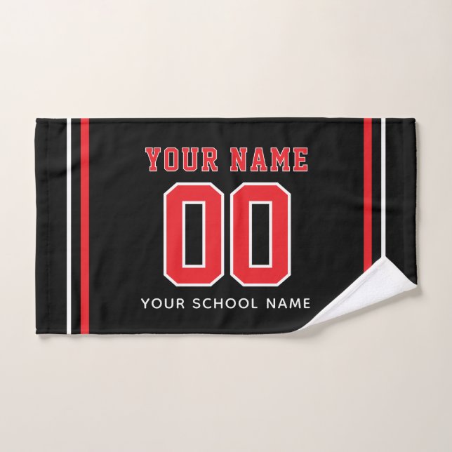 Softball Custom Jersey Number & Name, Team Gift Hand Towel (Hand Towel)