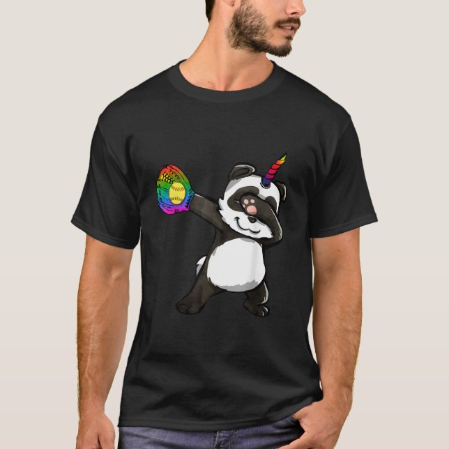 Softball Dabbing Pandicorn Panda T-Shirt (Front)