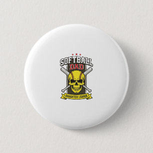 Softball Dad Daughter League Vintage Vector Design 6 Cm Round Badge