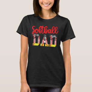 Softball Dad Mum Usa Us American Flag Apparel T-Shirt