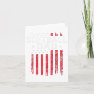 Softball Dad Proud American Flag Usa Patriot Patri Card