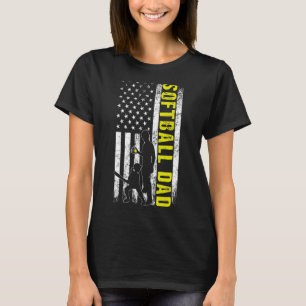 Softball Dad Usa Flag Softball Player's Dad Father T-Shirt