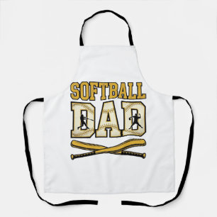 Softball Dad Vintage Engraving Bat Graphic_1 Apron
