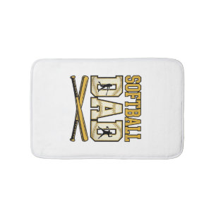 Softball Dad Vintage Engraving Bat Graphic_1 Bath Mat