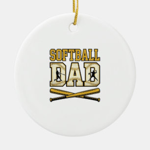 Softball Dad Vintage Engraving Bat Graphic_1 Ceramic Ornament