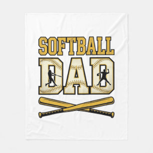 Softball Dad Vintage Engraving Bat Graphic_1 Fleece Blanket