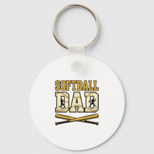 Softball Dad Vintage Engraving Bat Graphic_1 Key Ring