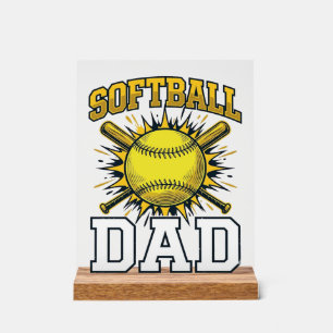 Softball Dad Vintage Engraving Shirt Design_1 Acrylic Sign