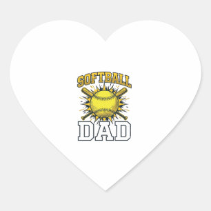 Softball Dad Vintage Engraving Shirt Design_1 Heart Sticker