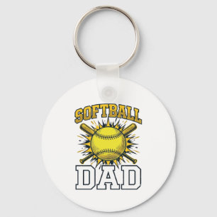 Softball Dad Vintage Engraving Shirt Design_1 Key Ring