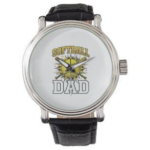 Softball Dad Vintage Engraving Shirt Design_1 Watch