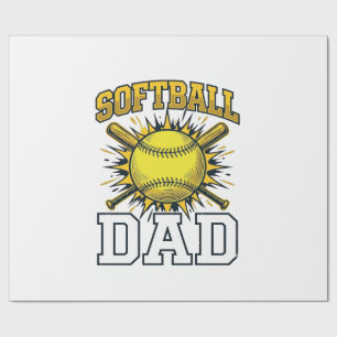 Softball Dad Vintage Engraving Shirt Design_1 Wrapping Paper