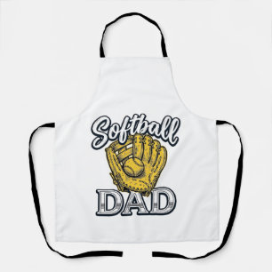 Softball Dad Vintage Glove Shirt Design_1 Apron