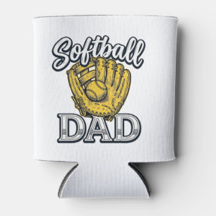 Softball Dad Vintage Glove Shirt Design_1 Can Cooler
