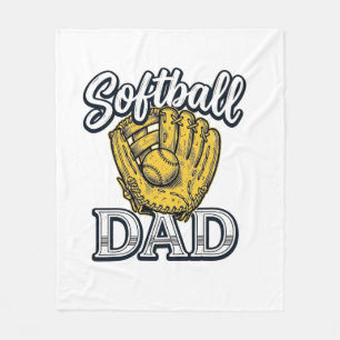 Softball Dad Vintage Glove Shirt Design_1 Fleece Blanket