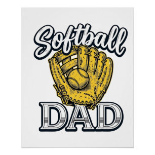 Softball Dad Vintage Glove Shirt Design_1 Poster