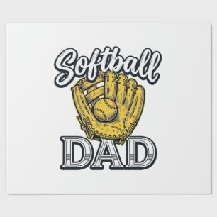 Softball Dad Vintage Glove Shirt Design_1 Wrapping Paper
