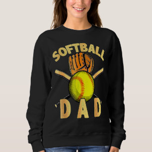 Softball Dad Vintage Usa American Flag Father's Da Sweatshirt