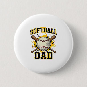 Softball Dad Vintage Varsity Crossed Bats Design_1 6 Cm Round Badge