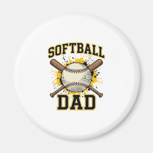 Softball Dad Vintage Varsity Crossed Bats Design_1 Magnet