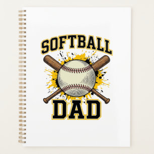 Softball Dad Vintage Varsity Crossed Bats Design_1 Planner