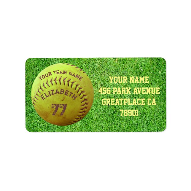 Softball Dirty Name Team Number Ball Address Label (Front)