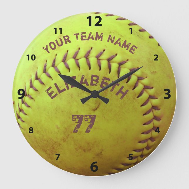 Softball Dirty Name Team Number Ball Clock (Front)