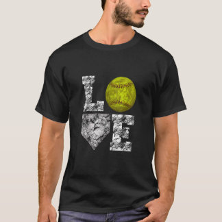 Softball Distressed Ball Cute Mum Love T-Shirt