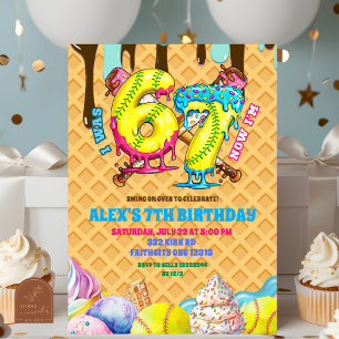 Softball Drip 67 boy Birthday Party Invitation