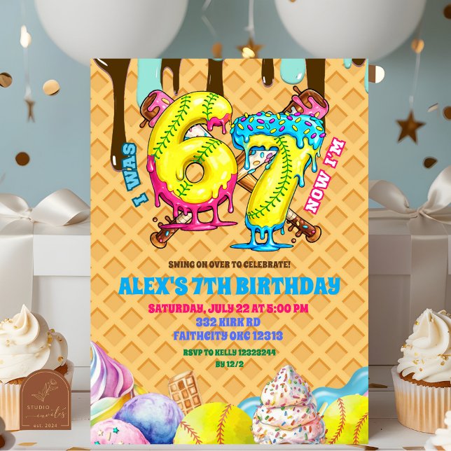 Softball Drip 67 boy Birthday Party Invitation (Creator Uploaded)