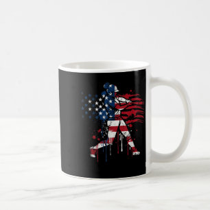 Softball Drip American Flag 4th of July Patriotic Coffee Mug