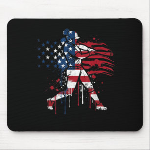 Softball Drip American Flag 4th of July Patriotic Mouse Pad