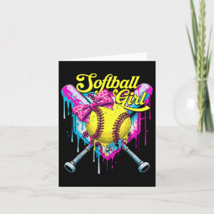 Softball Drip Girls Ice Cream Drip Youth Girl Coqu Card