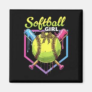 Softball Drip Girls Ice Cream Drip Youth Softball Magnet