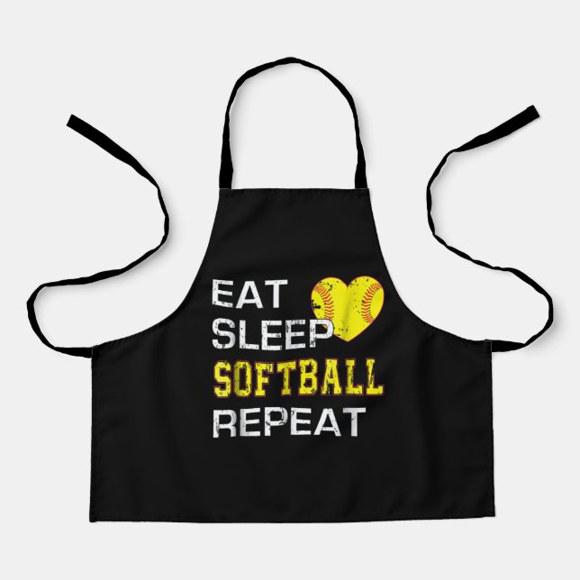 Softball Eat Sleep Softball Repeat Apron (Front)