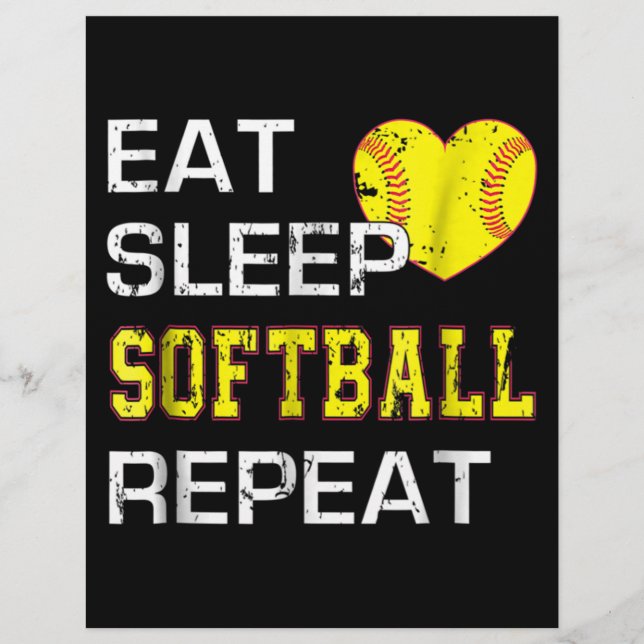 Softball Eat Sleep Softball Repeat Custom Letterhead (Front)