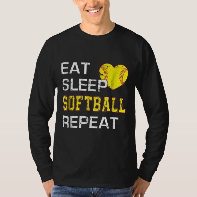 Softball Eat Sleep Softball Repeat T-Shirt (Front)