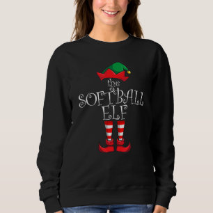 Softball Elf Matching Family Christmas Pajama Soft Sweatshirt