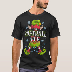 Softball Elf Matching Family Group Christmas Party T-Shirt