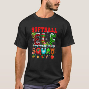 Softball Elf Squad Christmas Colorful Player Team  T-Shirt