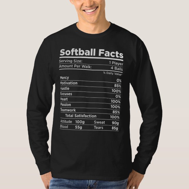 Softball Facts Serving Size Softball Player Softba T-Shirt (Front)