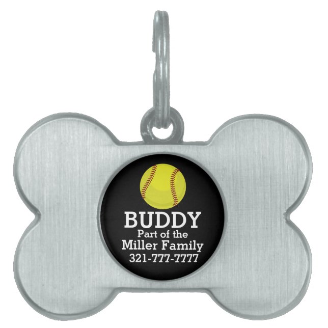 Softball Fan Pet Tag (Front)