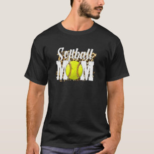 Softball Fans Leopard Women Softball Mom T-Shirt