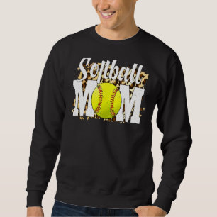 Softball Fans Leopard Women Softball Mum Mother's Sweatshirt