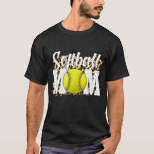 Softball Fans Leopard Women Softball Mum T-Shirt