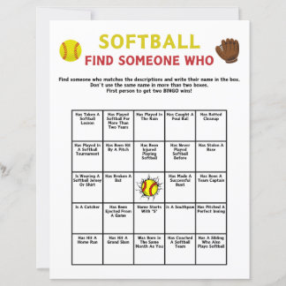 Softball Find Someone Who Game