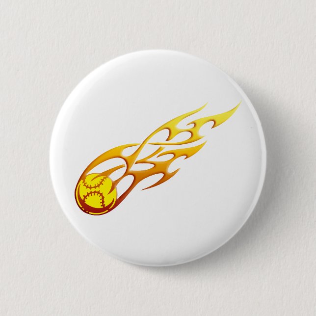 Softball Flame 6 Cm Round Badge (Front)