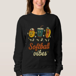 Softball Game Day Retro Softball Vibes Sport Fan M Sweatshirt