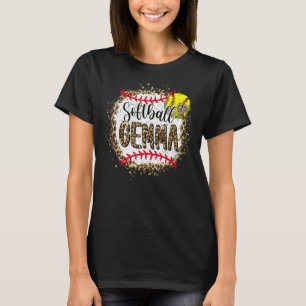 Softball Gemma Leopard Bleached Mother's Day Game T-Shirt