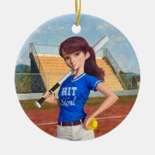 Softball Girl Ceramic Ornament